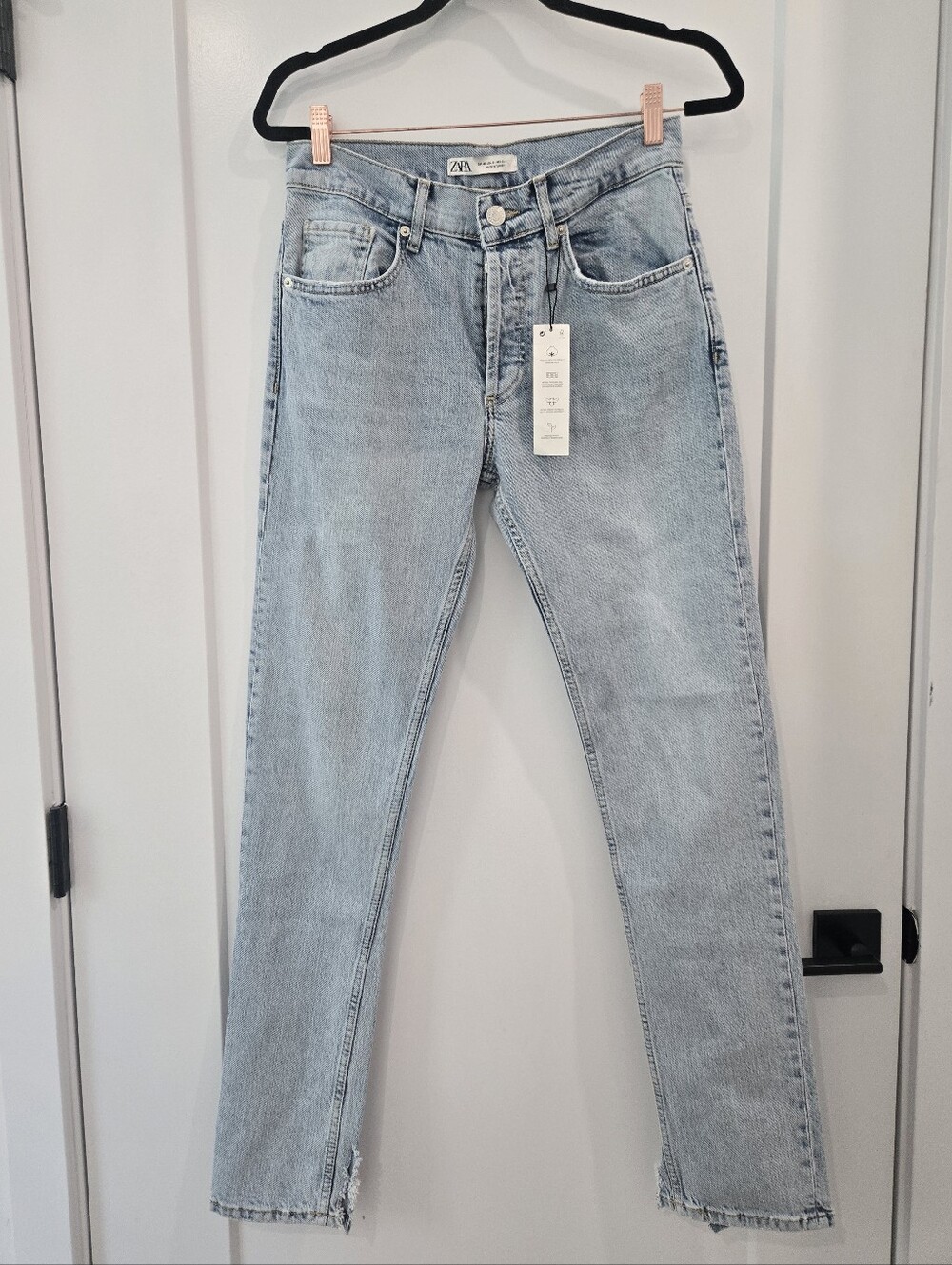 NWT Zara Light Blue (Split Skinny) Straight-Leg High-Rise Jeans